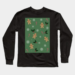 Christmas Green Pattern Long Sleeve T-Shirt